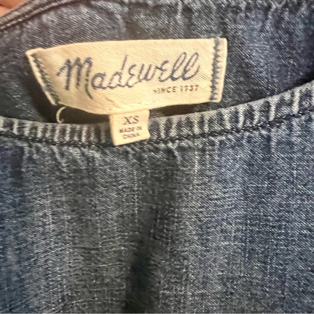 Madewell | Denim Raw Hem 3/4 Sleeve Top Size X-Small - Picture 5 of 8